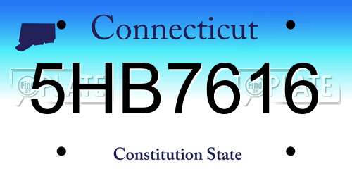 5HB7616 Connecticut License Plate