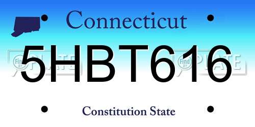 5HBT616 Connecticut License Plate