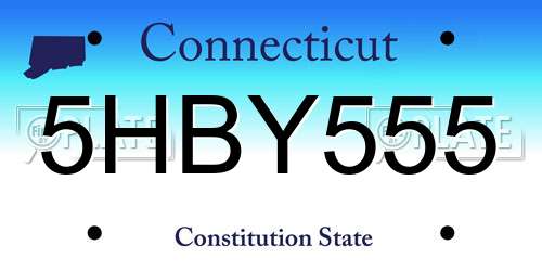 5HBY555 Connecticut License Plate