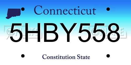 5HBY558 Connecticut License Plate