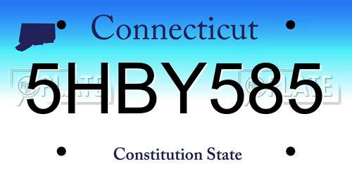 5HBY585 Connecticut License Plate