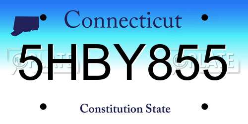 5HBY855 Connecticut License Plate