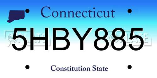 5HBY885 Connecticut License Plate