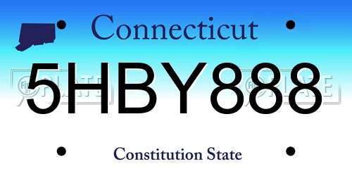 5HBY888 Connecticut License Plate