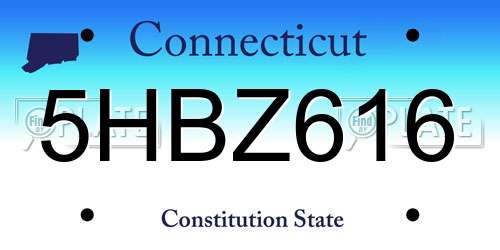 5HBZ616 Connecticut License Plate