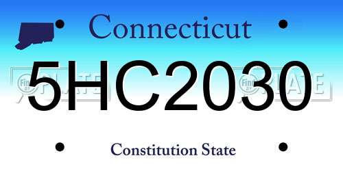 5HC2030 Connecticut License Plate
