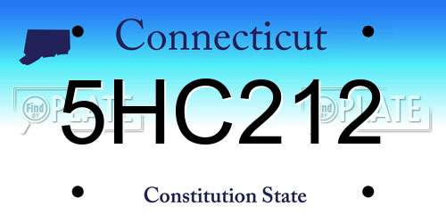 5HC212 Connecticut License Plate