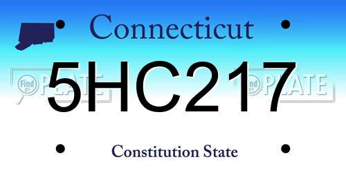 5HC217 Connecticut License Plate
