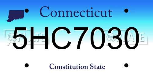 5HC7030 Connecticut License Plate