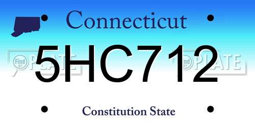 5HC712 Connecticut License Plate