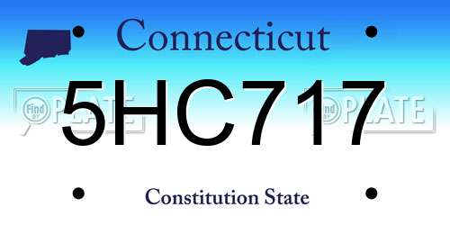 5HC717 Connecticut License Plate