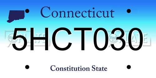 5HCT030 Connecticut License Plate