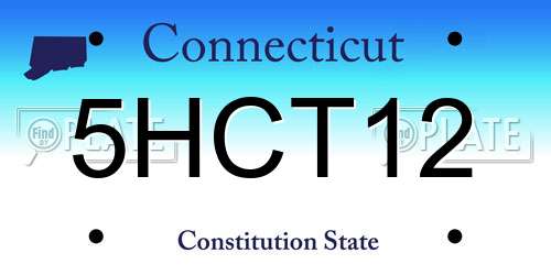 5HCT12 Connecticut License Plate