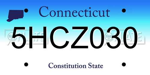 5HCZ030 Connecticut License Plate