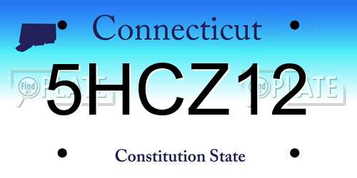 5HCZ12 Connecticut License Plate