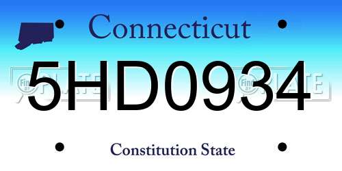 5HD0934 Connecticut License Plate