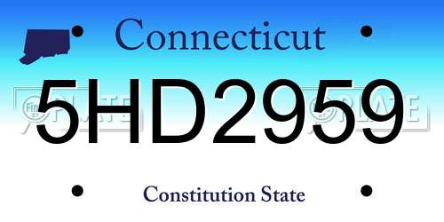 5HD2959 Connecticut License Plate