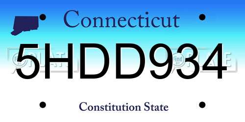 5HDD934 Connecticut License Plate