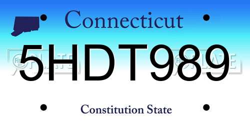 5HDT989 Connecticut License Plate