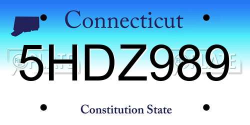 5HDZ989 Connecticut License Plate