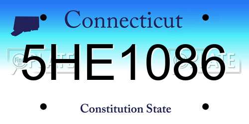5HE1086 Connecticut License Plate