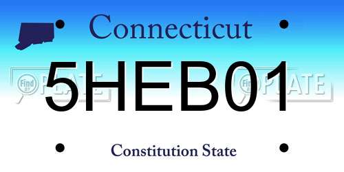 5HEB01 Connecticut License Plate