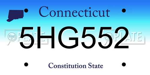 5HG552 Connecticut License Plate