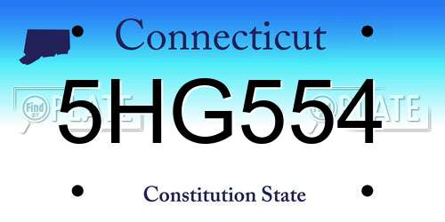5HG554 Connecticut License Plate