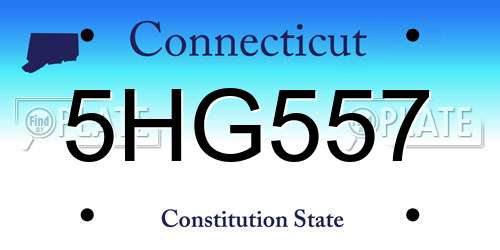 5HG557 Connecticut License Plate