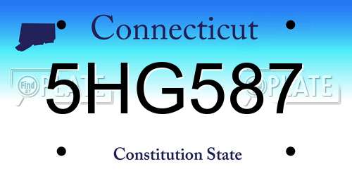5HG587 Connecticut License Plate