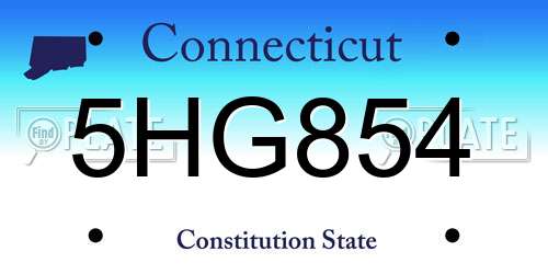 5HG854 Connecticut License Plate