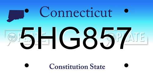 5HG857 Connecticut License Plate