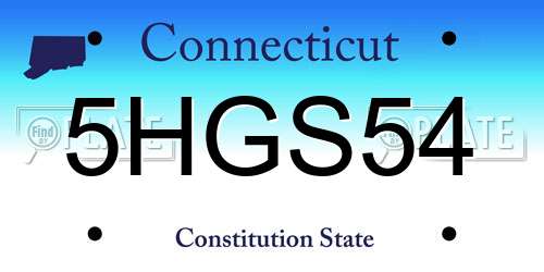 5HGS54 Connecticut License Plate