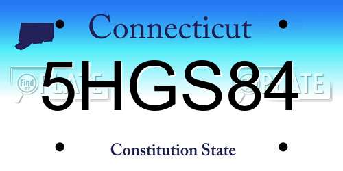 5HGS84 Connecticut License Plate