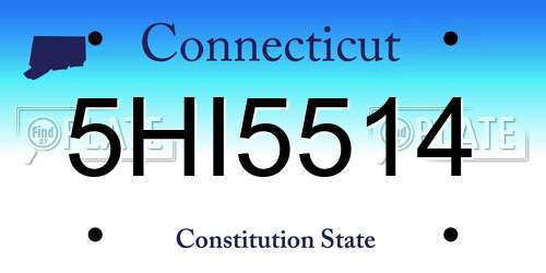 5HI5514 Connecticut License Plate