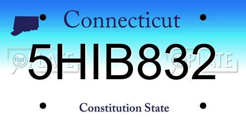 5HIB832 Connecticut License Plate