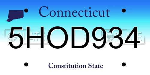 5HOD934 Connecticut License Plate