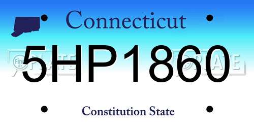 5HP1860 Connecticut License Plate