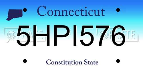 5HPI576 Connecticut License Plate