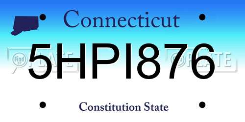 5HPI876 Connecticut License Plate