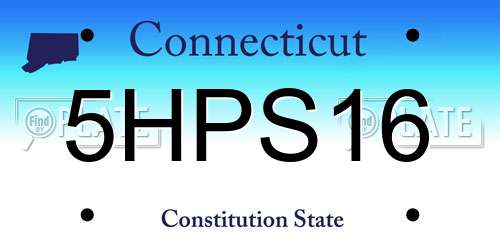 5HPS16 Connecticut License Plate