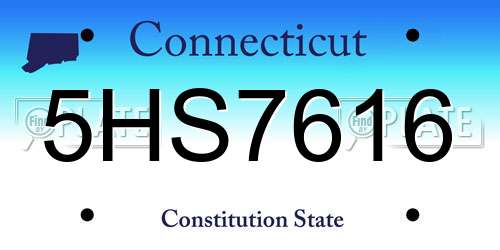 5HS7616 Connecticut License Plate