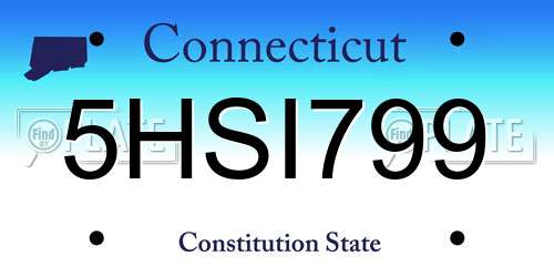5HSI799 Connecticut License Plate