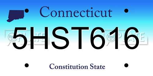 5HST616 Connecticut License Plate
