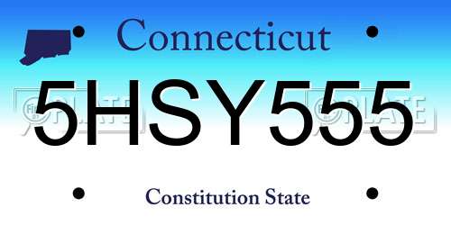 5HSY555 Connecticut License Plate