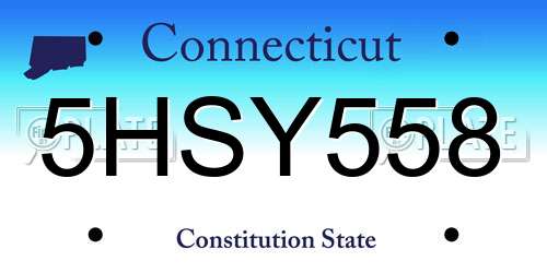 5HSY558 Connecticut License Plate