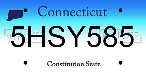 5HSY585 Connecticut License Plate