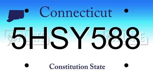 5HSY588 Connecticut License Plate