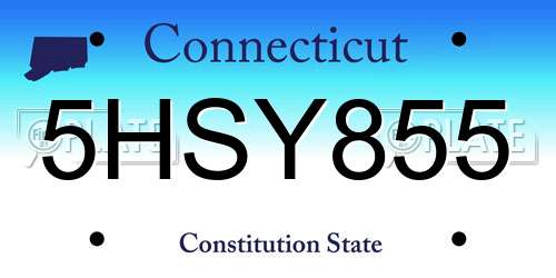 5HSY855 Connecticut License Plate