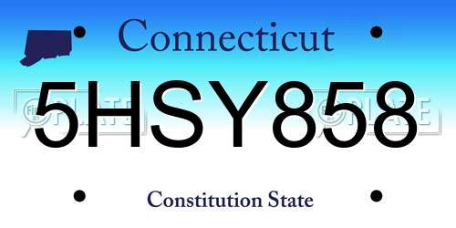 5HSY858 Connecticut License Plate